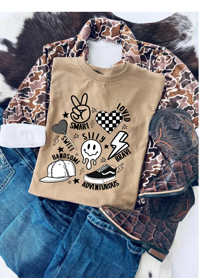 Checkered Boy Collage Kids Shirt
