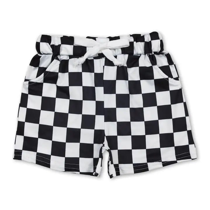 Black Plaid Boy Summer Shorts