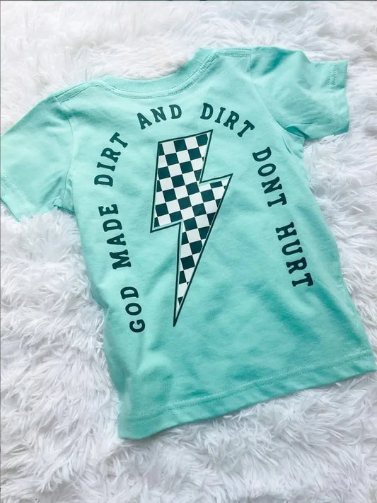 God Made Dirt and Dirt Don't Hurt Checkered Kids Tee