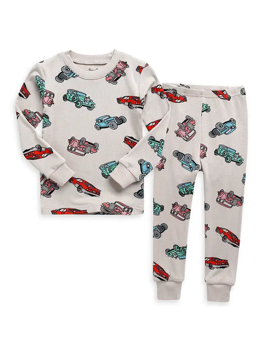 Modal Boys Infant Retro Car Long Sleeve Pjs Lounge Wear
